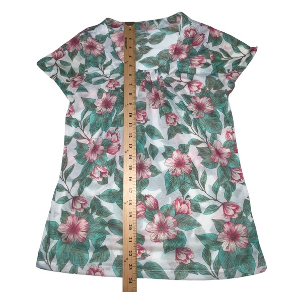 Kim Rogers Boho Floral Tropical Lightweight Semi Sheer Top - Women’s Small - Picture 4 of 9